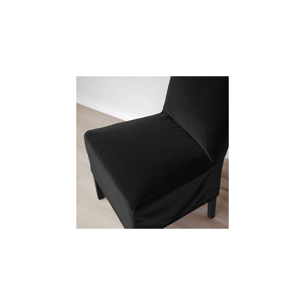 BERGMUND chair w medium long cover, black/Djuparp dark grey