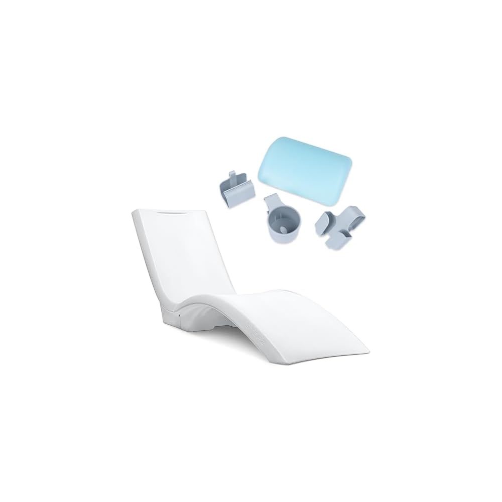 Step2 Vero Pool Lounger and Accessories Bundle, White & Blue