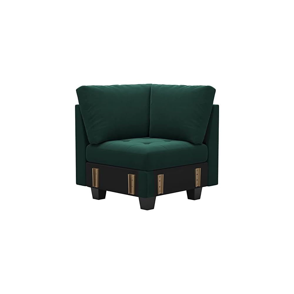 Belffin Velvet Corner Seat Module for Modular Sectional Sofa Couch Corner Sofa Couch Chair Green
