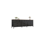 Huuger 63 Inch Dresser for Bedroom, Long Dresser with 10 Fabric Drawers, TV Stand for 55, 65, 70 Inch TV, Toy Storage Organizer for Closet, Rustic Brown
