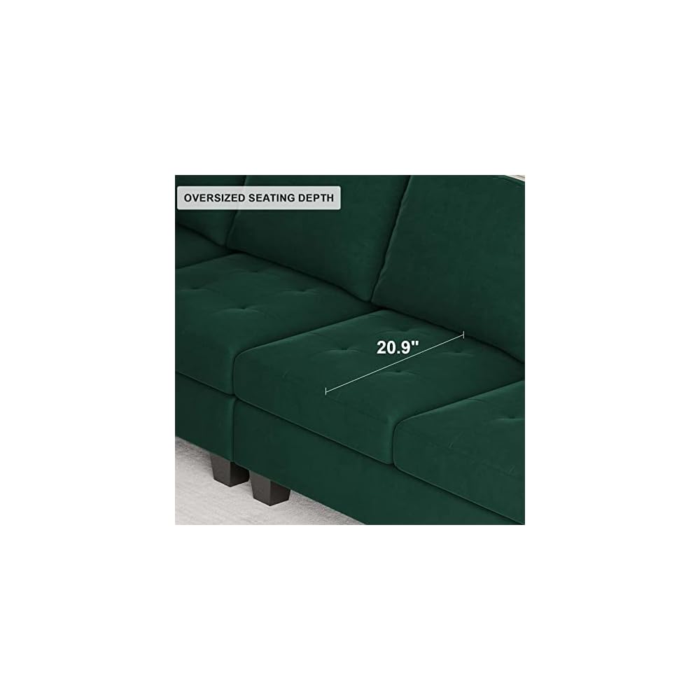 Belffin Velvet Corner Seat Module for Modular Sectional Sofa Couch Corner Sofa Couch Chair Green