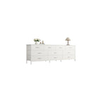 Huuger 63 Inch Dresser for Bedroom, Long Dresser with 10 Fabric Drawers, TV Stand for 55, 65, 70 Inch TV, Toy Storage Organizer for Closet, Rustic Brown