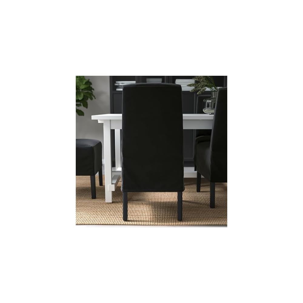 BERGMUND chair w medium long cover, black/Djuparp dark grey