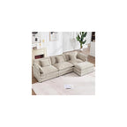 KIVENJAJA 111.5" Chenille L-Shaped Modular Sectional Sofa, Light Camel