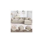 KIVENJAJA 111.5" Chenille L-Shaped Modular Sectional Sofa, Light Camel
