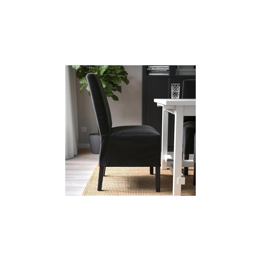 BERGMUND chair w medium long cover, black/Djuparp dark grey