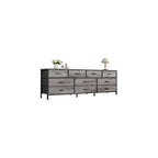 Huuger 63 Inch Dresser for Bedroom, Long Dresser with 10 Fabric Drawers, TV Stand for 55, 65, 70 Inch TV, Toy Storage Organizer for Closet, Rustic Brown