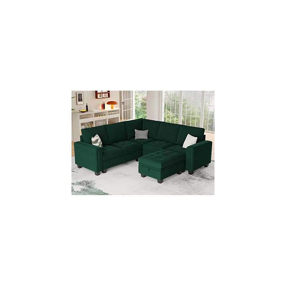 Belffin Velvet Corner Seat Module for Modular Sectional Sofa Couch Corner Sofa Couch Chair Green