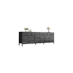 Huuger 63 Inch Dresser for Bedroom, Long Dresser with 10 Fabric Drawers, TV Stand for 55, 65, 70 Inch TV, Toy Storage Organizer for Closet, Rustic Brown