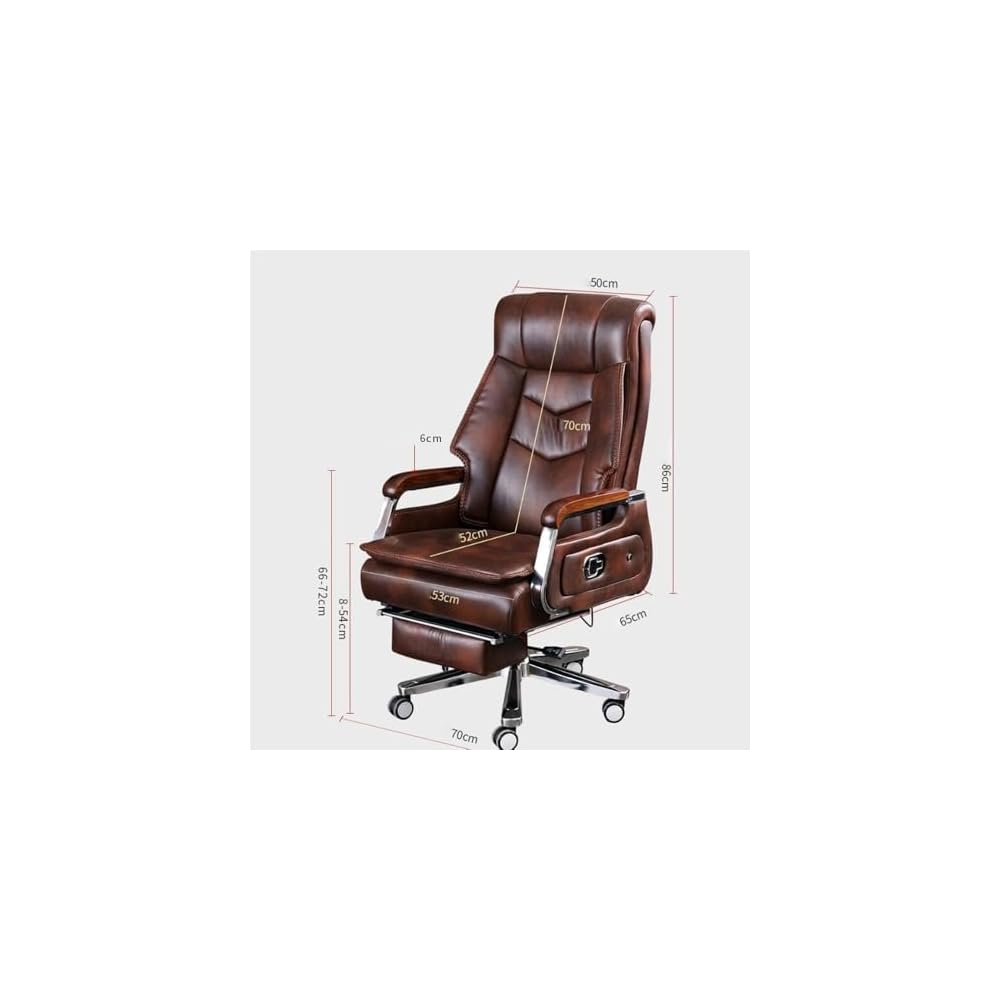 Reclining Leather Executive Office Chair with Lift and Swivel Function,Ergonomic High-Back Computer Desk Chair for Home Office and Workspace Boss Seating