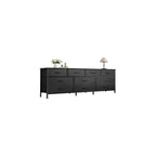 Huuger 63 Inch Dresser for Bedroom, Long Dresser with 10 Fabric Drawers, TV Stand for 55, 65, 70 Inch TV, Toy Storage Organizer for Closet, Rustic Brown