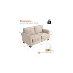 MCombo 67.7" Loveseat Sofa, 2-Seater Small Couch for Small Spaces, Classic Rolled Arm Upholstered Sofa with Solid Wood Legs for Living Room, Removable Cover, Chenille Fabric VE730 (Beige)