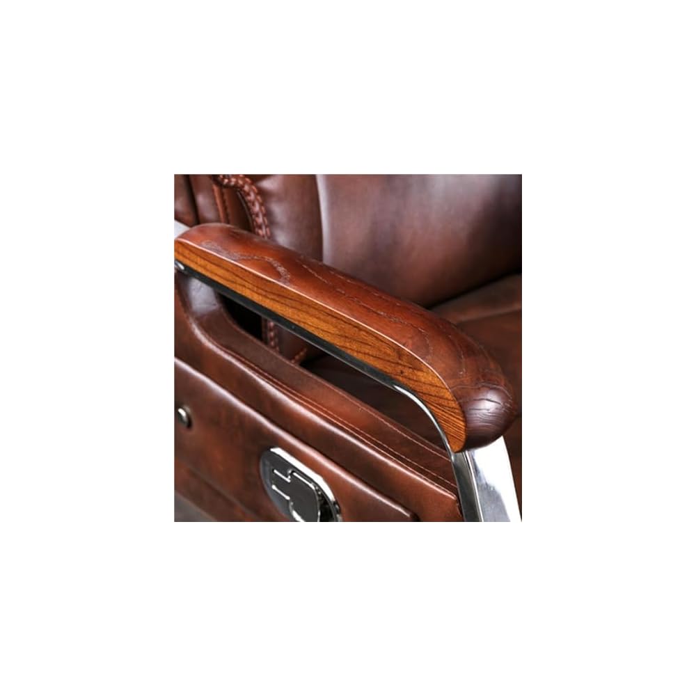 Reclining Leather Executive Office Chair with Lift and Swivel Function,Ergonomic High-Back Computer Desk Chair for Home Office and Workspace Boss Seating
