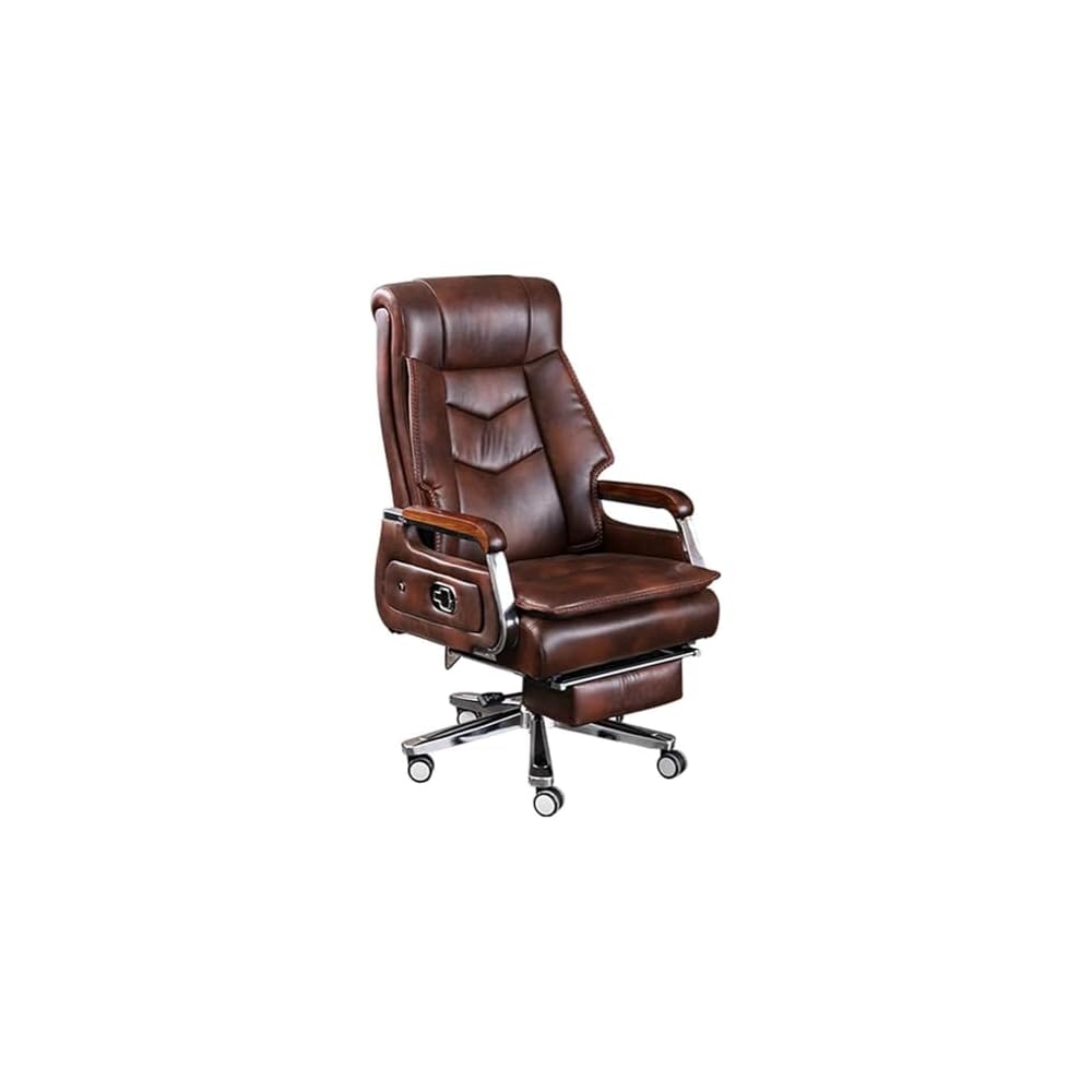 Reclining Leather Executive Office Chair with Lift and Swivel Function,Ergonomic High-Back Computer Desk Chair for Home Office and Workspace Boss Seating