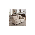 MCombo 67.7" Loveseat Sofa, 2-Seater Small Couch for Small Spaces, Classic Rolled Arm Upholstered Sofa with Solid Wood Legs for Living Room, Removable Cover, Chenille Fabric VE730 (Beige)