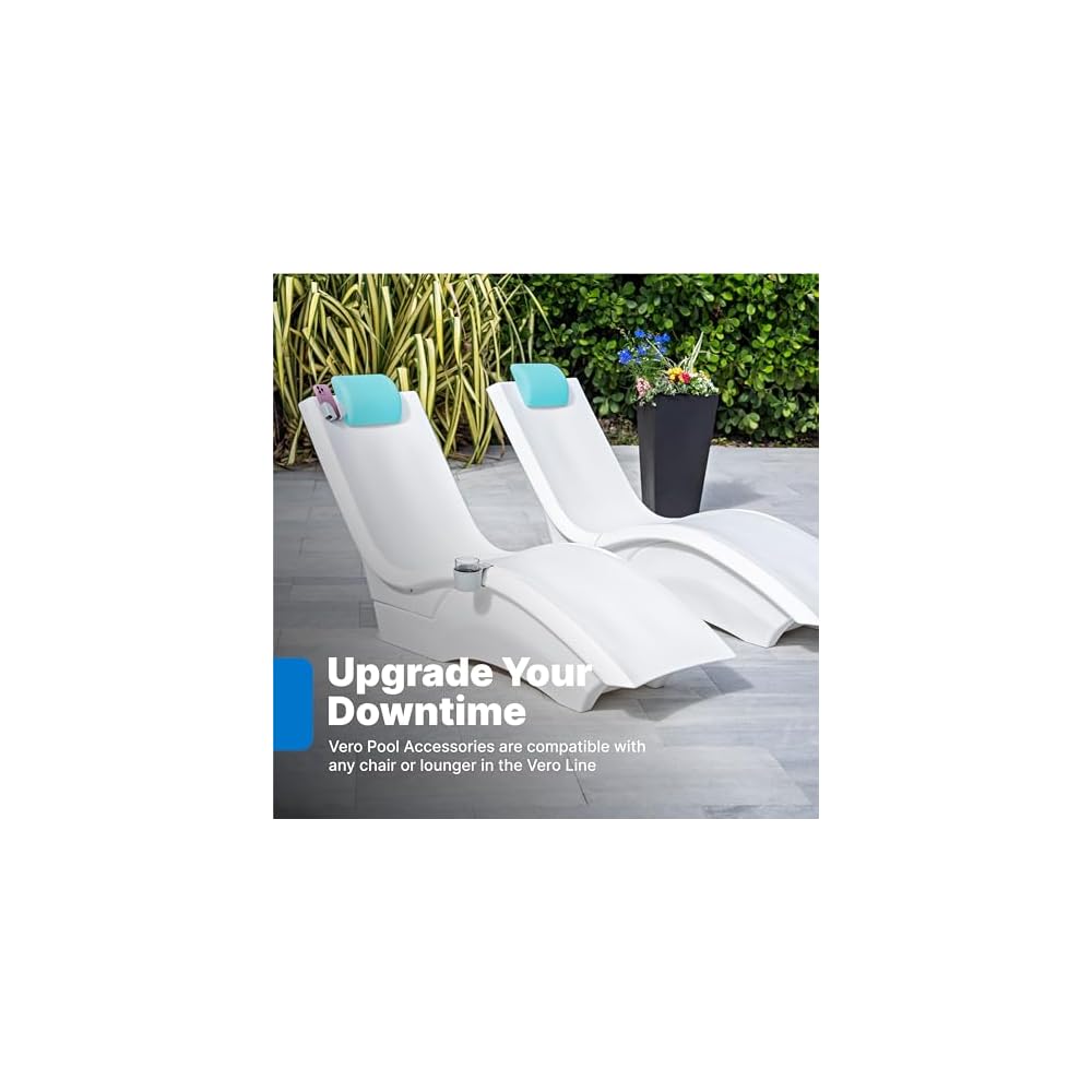 Step2 Vero Pool Lounger and Accessories Bundle, White & Blue