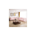 75" Mid Century Modern Velvet Sofa with Tufted Back, Gold Metal Legs, Pink