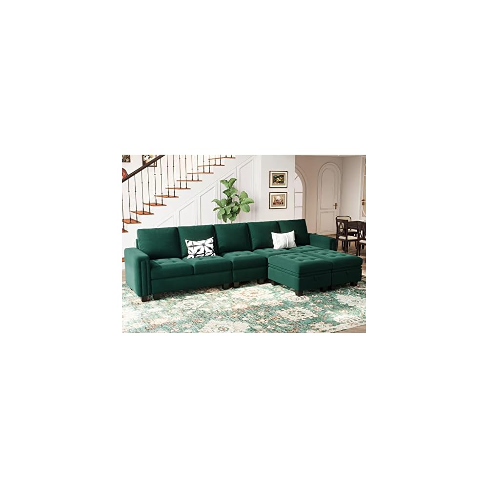 Belffin Velvet Corner Seat Module for Modular Sectional Sofa Couch Corner Sofa Couch Chair Green