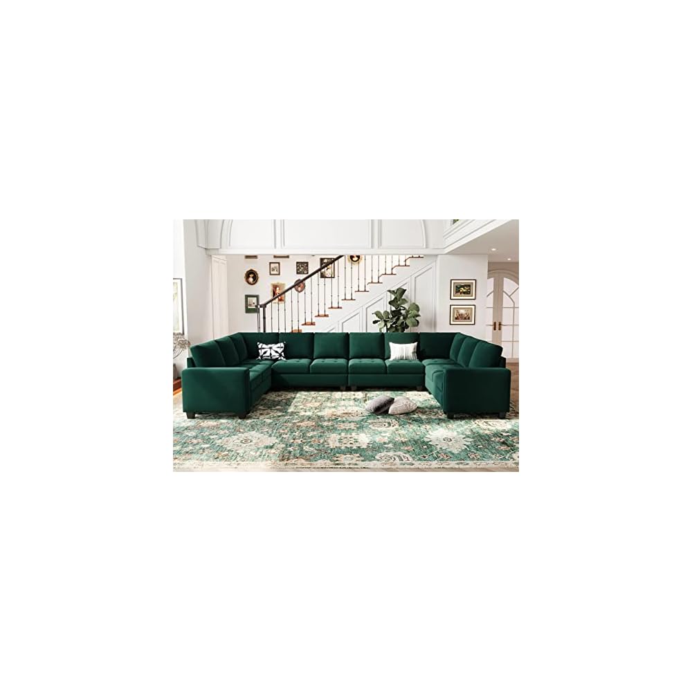 Belffin Velvet Corner Seat Module for Modular Sectional Sofa Couch Corner Sofa Couch Chair Green