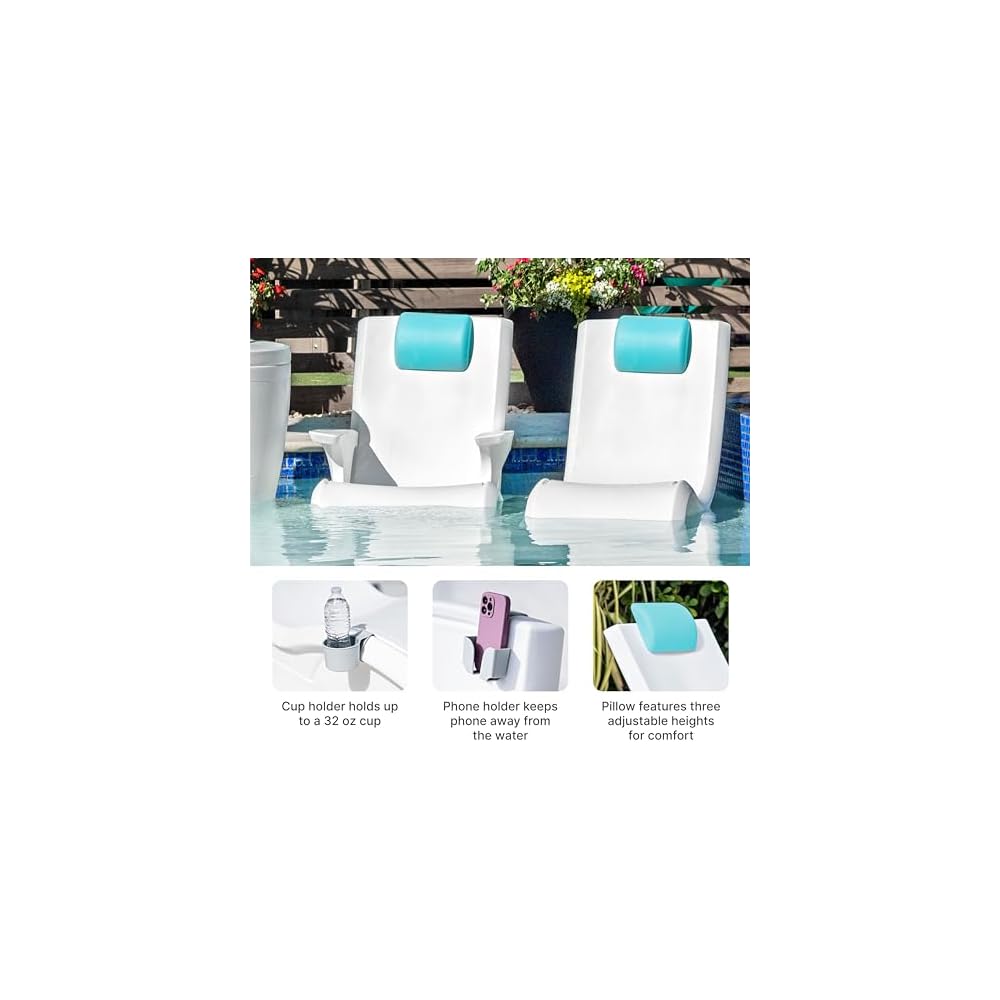 Step2 Vero Pool Lounger and Accessories Bundle, White & Blue