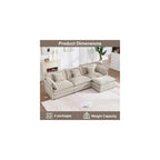 KIVENJAJA 111.5" Chenille L-Shaped Modular Sectional Sofa, Light Camel