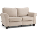 MCombo 67.7" Loveseat Sofa, 2-Seater Small Couch for Small Spaces, Classic Rolled Arm Upholstered Sofa with Solid Wood Legs for Living Room, Removable Cover, Chenille Fabric VE730 (Beige)