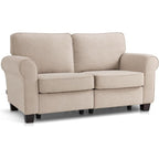 MCombo 67.7" Loveseat Sofa, 2-Seater Small Couch for Small Spaces, Classic Rolled Arm Upholstered Sofa with Solid Wood Legs for Living Room, Removable Cover, Chenille Fabric VE730 (Beige)